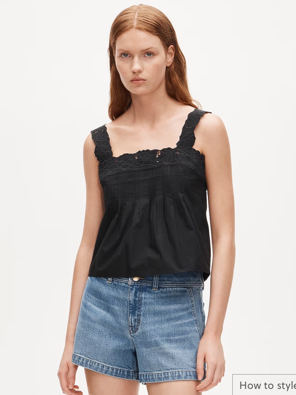 Black Lace-Trim Sleeveless Top